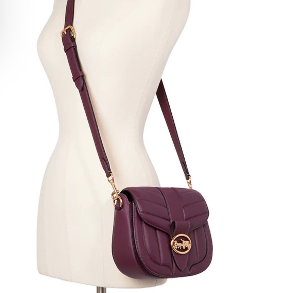 Coach C2803 Georgie Saddle Bag With Quilting Boysenberry - Picture 2 of 8